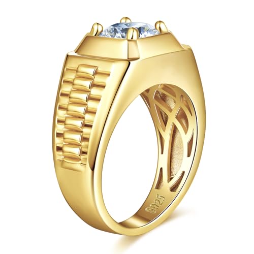 2CT Moissanite Engagement Ring for Men 14K/White Gold 925 Sterling Silver Men Promise Wedding Moissanite Jewelry Gift Round Cut D Color VVS1 Clarity Size 8-122