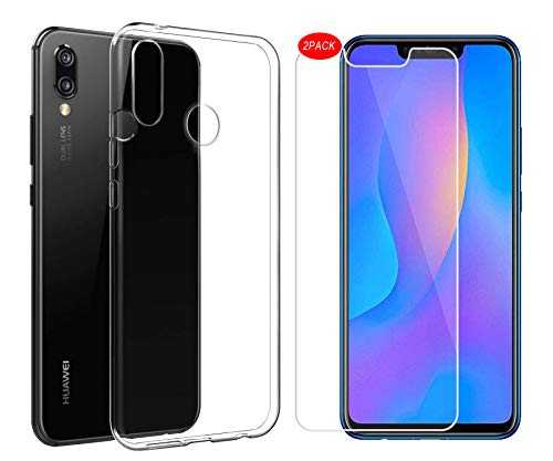 MYLBOO Funda Honor 8X/Honor View 10 Lite con Protector de Pantalla,[3 en 1] Funda Transparente TPU para teléfono móvil + [2 Pack] 9H Protector de Pantalla de Vidrio Templado para Huawei Honor 8X