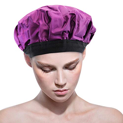Gel Oil Cap - Cordless Deep Conditioning Heat Cap - Hair Styling and Treatment Steam Cap, Heat Therapy and Thermal Spa Hair Steamer Gel Cap (purple)