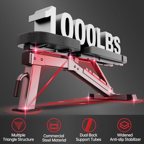 JOROTO MD80 Adjustable Weight Bench - 1000 Lbs Load Utility Workout Benches for Full Body Upright, Incline, Decline, and Flat Exercise Bench Press - Image 3