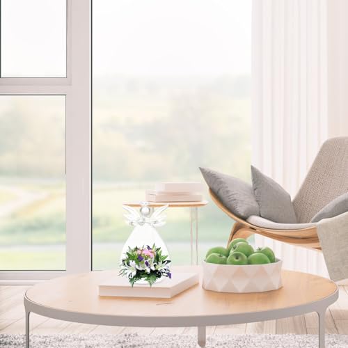 Jarrones de ángeles de vidrio transparente (pack de 2) para decoración de mesas en el salón 7