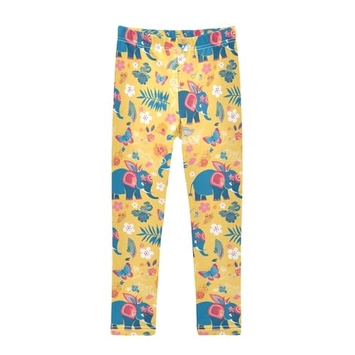 KLL Elephant Butterfly Toddler Baby Girl Basic Leggings Casual High Waisted Leg Yoga Pants Running