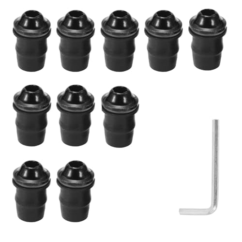 GVSS 10 Pièces Vis Fixation Bulle Moto M5 x 16mm Noir, Visserie pour Bulle Moto,Kit de Vis Carenage Moto Universel avec M5 Clé