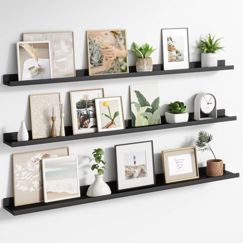 Image of Genuine Decor 56 Inch Black Floating Shelf for Wall, Long Wall Shelf