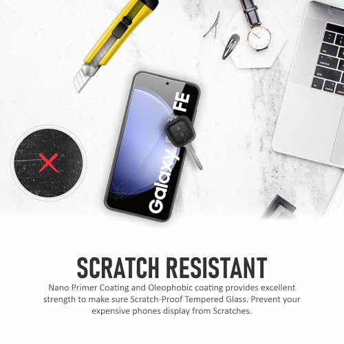 Image of SupCares Tempered Glass for Samsung Galaxy S23 FE (6.4 Inch) With Installation Kit | 9H Edge to Edge Screen Protector | Black