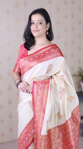 Image of SGF11 Women's Kanjivaram Pure Soft Silk Saree With Blouse Piece