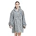 Lazy Blanket - Felpa con cappuccio, oversize, morbida e calda, da donna, con cappuccio, taglia unica per donne e uomini (grigio)