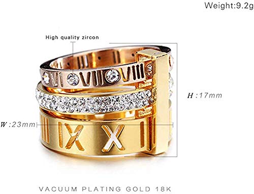 Jaline Stainless Steel CZ Zirconia Roman Numeral Ring For Women Stacking Thumb 3 in 1 Spinner Rings2