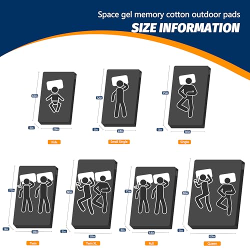 Image of CYMULA Memory Foam Camping Mattress Pad, Sleeping Mat, Portable Roll Up Mattress for Adults, Camping Bed Pads for Sleepover, Car Bed with Travel Bag
