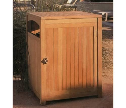TeakFurnitureOutlet A-Grade Teak Waste Trash Can Box Utility Receptacle with Ashtray