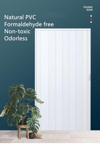 Image of Portable Home Accordion Folding Doors, Interior, Closet, Bifold, Sliding, Compact, PVC Retractable, White, 48in*80in for Indoors, Office
