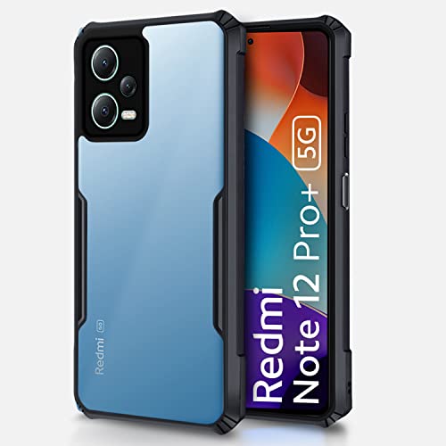 Image of Pikkme Redmi Note 12 Pro Plus 5G Back Cover | Crystal Clear Transparent Back | Ultra Hybrid | Full Camera Protection | Raised Edge | Bumper Back Case (Black)