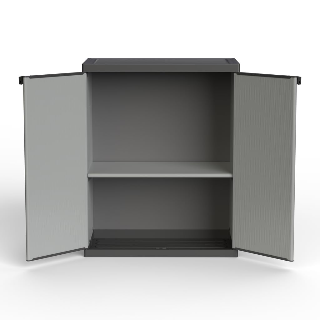 Kreher Kunststoffschrank 2er-Set, Gartenschrank in Lichtgrau