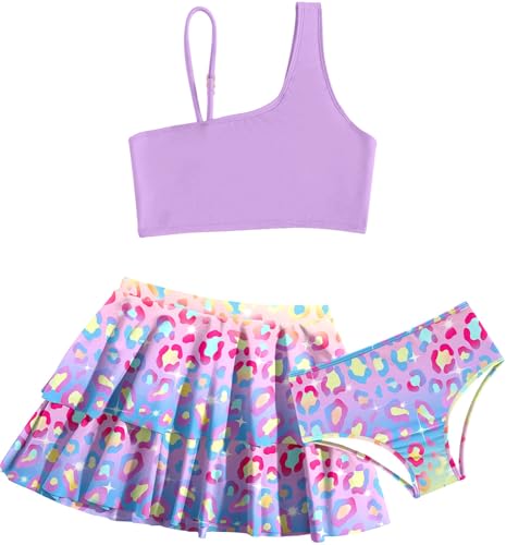 Image of RAISEVERN Girls Swimsuit 3 Piece Bathing Suits Cute Swimwear for 5-12 Years