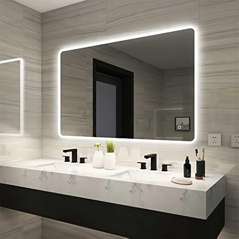 STARLEAD Badspiegel-mit-Beleuchtung 100x70cm, Badezimmer-Spiegel mit Touch Schalter und Beschlagfrei, LED-Badspiegel mit Bluetooth Cover