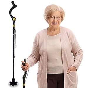 Campbell Posture Cane for Men & Women – Walking Canes for Seniors, Folding Cane, Walking Stick Made w/Heavy-Duty Aluminum, Ergonomic Campbell Handle, Rubber Traction Tip, Elderly Assistance Products