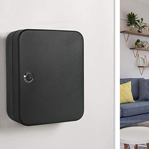 Image of KYODOLED Key Cabinet Wall Mount, Locking Key Organizer, Key Storage Lock Box with Key Lock, Lock Box for Keys, 30 Keys Hooks & Tags Key Lab,7.87 inch x 6.3 inch x 3.14 inch Black