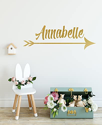 Custom Arrow Name Gold Series - Baby Girl - Wall Decal Nursery For Home Bedroom Children(782) (Wide 32"X 10" Height) #TOP14