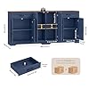 HOCSOK Credenza Cucina, 180 cm Madia Cucina con 8 Scomparti Portaoggetti, Credenza Soggiorno con 2 Cassetti 6 Ante per Sala da Pranzo, Mobile TV, 180×87×34, Blu #2
