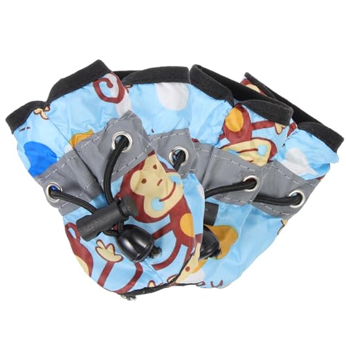 DOITOOL Zapatos Antideslizantes para Perros Pequeños Suela Blanda, Diseño Transpirable y Estampado de Mono en Azul, Protector de Patas para Cachorros y Mascotas, 1 Set