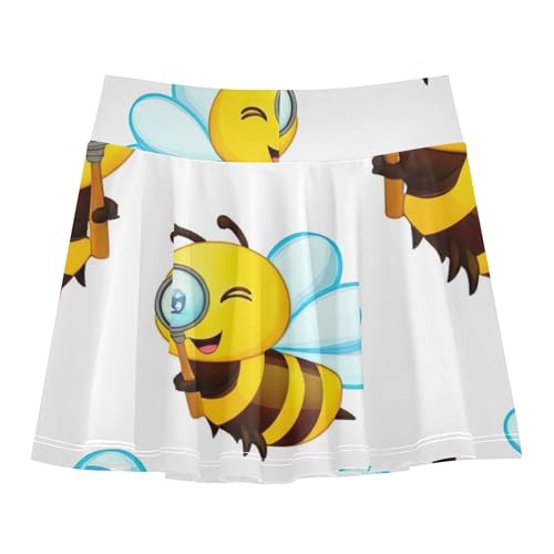 Cartoon Athletic Shorts for Girls Skorts Toddlers Tennis Skirts Teen Cheer Cute Cartoon Bees 4t2