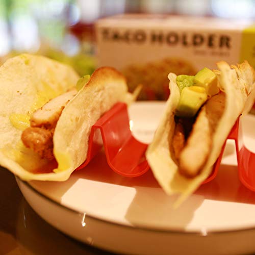 Ginkgo Taco Holder Stand Set Of 6 - Taco Truck Tray Style Rack, Holds Up To 4 Tacos Each, Abs Health Material Very Hard And Sturdy, Dishwasher Top Rack Safe, Microwave Safe #TOP5