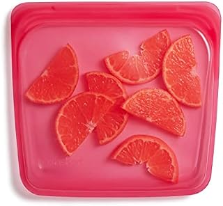 Stasher Sandwich Bag (Raspberry) | Reusable Freezer Bags For Travel and Food Storage | Silicone Plastic Food Bags | 21cm x 20.3cm x 1.3cm / 440ml