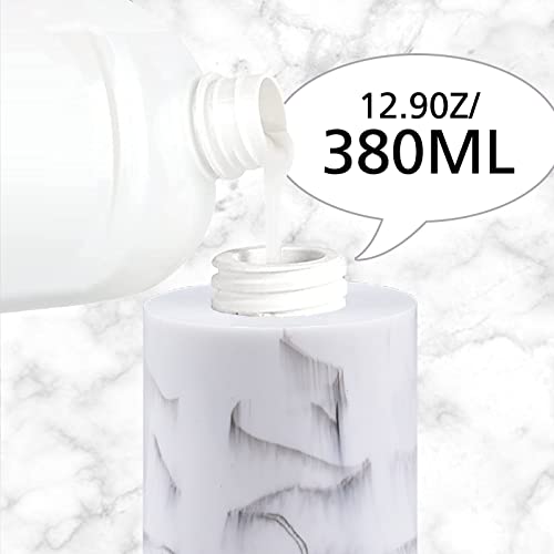 Stonsarw Hand Soap Dispenser, Cylinder-Shaped Marbling Resin Refillable Shampoo Essential Oil Container Soap Dispenser For Bathroom, Kitchen(380Ml / White) #TOP5
