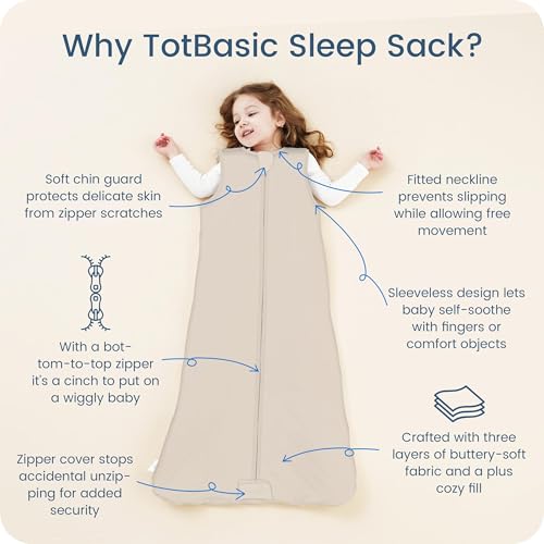 Image of Baby Sleep Sack 15-18-24 Months 1.0 TOG, Quilted Wearable Blanket Baby Sleeping Bag with 2-way Safe Zipper, Ultra Soft All Season Sleep Sacks