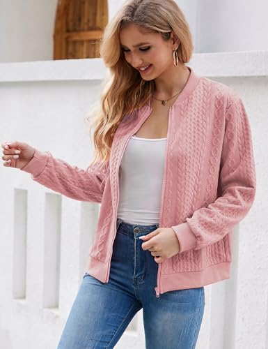 Image of Larmliss Women's Zip Up Cardigan Sweater Hoodies Long Sleeve Jacket Crewneck Casual Outerwear Spring Fall Trendy Coat Outfits