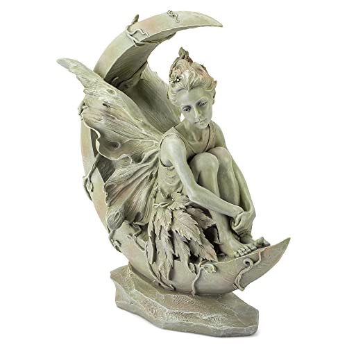Napco Imports Resin Stone Fairy Moon Statue With Bronze Finish 14102 #TOP26