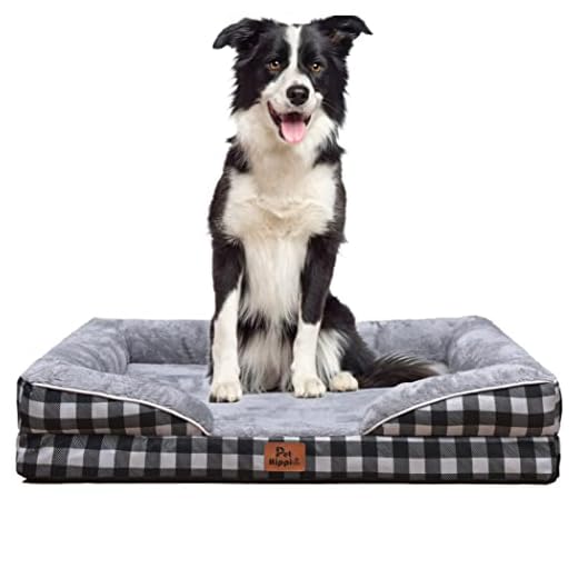 Pethippie Orthopedic Dog Bed, Egg-Crate Foam Dog Beds for Medium/Large/Extra Large Dogs - Designed Foam Sofa with Removable Washable Cover, Waterproof Lining and Non-Slip Bottom Couch (L, Plaid)