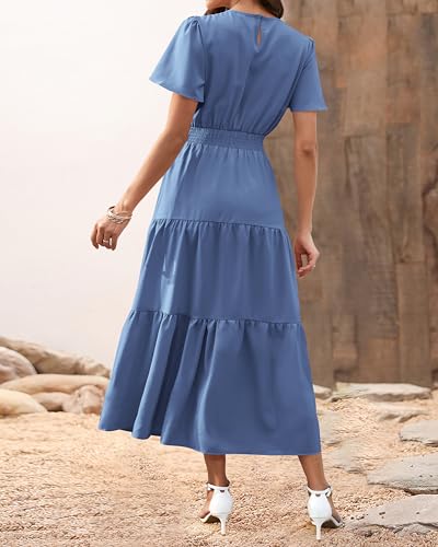 Image of PRETTYGARDEN Women's Casual Smocked Boho Floral A-Line Maxi Dress 2026