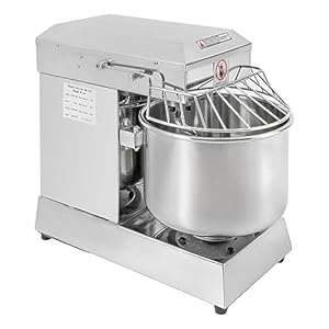 Commercial Food Mixer, 10.5Qt Capacity 1KW Dual Rotating Dough Kneading Machine with Stainless Steel Bowl/Security Shield, Baking Equipment for Restaurant Pizzeria