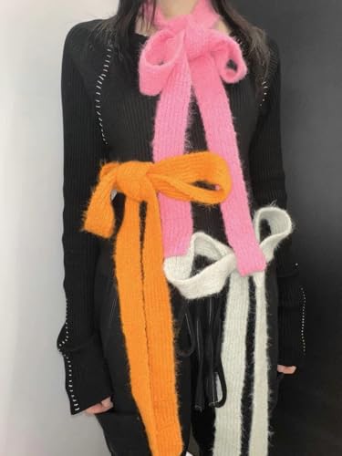 Cute Solid Color Neckerchief for Women - Knitted Fashion Scarf Y2k Accessory for Fall & Winter3