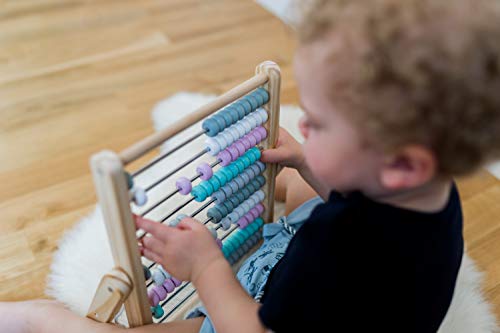 Kindsgut Abakus Rechenschieber aus Holz, zum Zählen und Rechnen bis 100, hochwertige Qualität, dezente Farben und Schlichtes Design, Rosa
