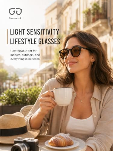 Image of Bloomoak Rose Migraine Glasses, FL-Flex Light Sensitivity Relief Glasses for Fluorescent LED Glare /Photophobia /Eye Strain