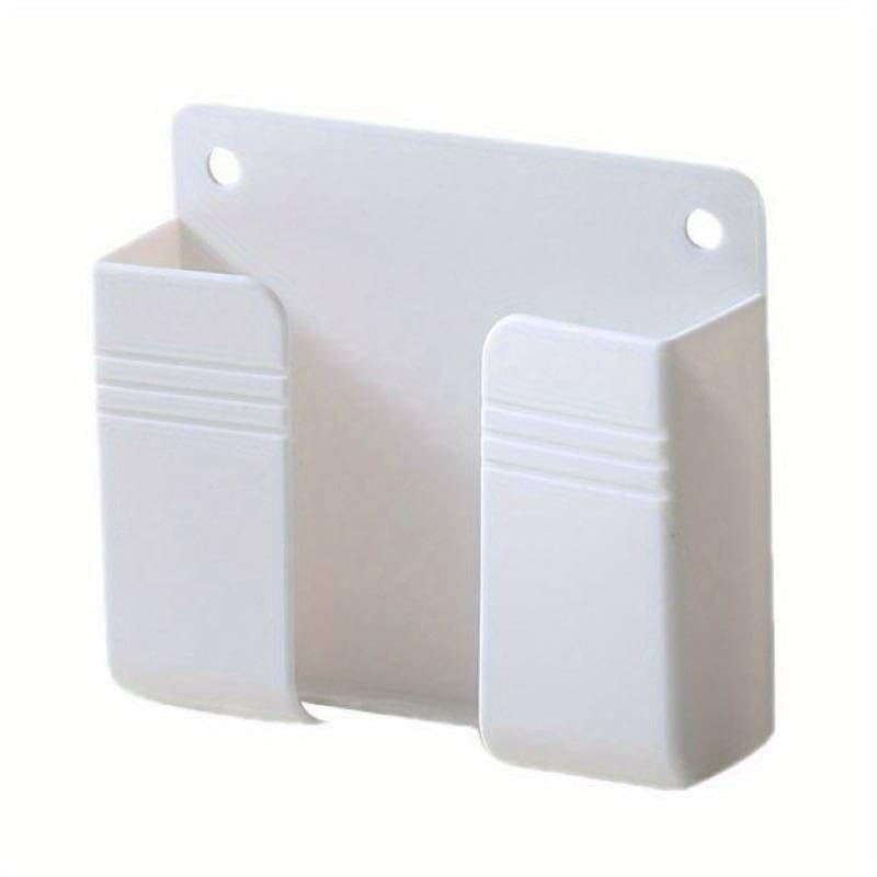 Soporte de pared para teléfono, soporte de teléfono adhesivo fuerte y agujero para cable de carga de datos, soporte multiusos para habitación/ducha/inodoro, compatible con iPhone y Android (blanco)