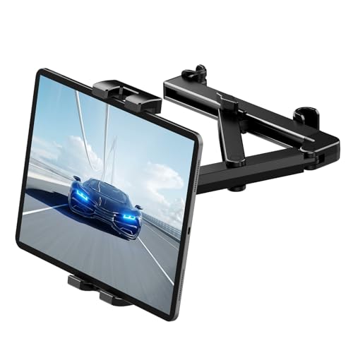 Romon Porta Tablet da Auto Poggiatesta, Pieghevole & Estensibile 360° Rotazione Supporto Tablet Auto Supporti Poggiatesta Compatibile Struttura Triangolo Stabilizzante Tutti i Dispositivi da 4.7-12.9