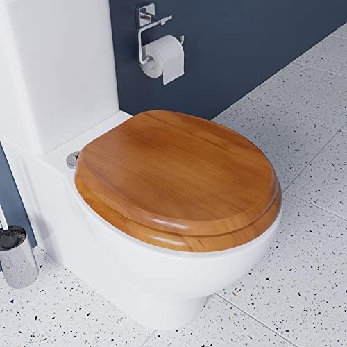Croydex WL602250H Flexi-Fix Davos Always Fits Never Slips Anti Bacterial Toilet Seat, Wood, Antique Pine Effect, 43 x 36.5 x 6 cm