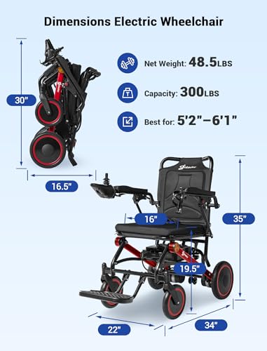 Image of Aotedor Electric Wheelchair for Adults, 500W Motor All-Terrain Foldable Power Motorized Wheelchairs, Airline Approved Portable Travel Wheelchair with 15 Miles Long Range Lithium Battery