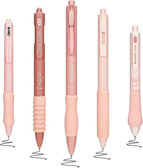 Image of COOFANDY Flower Theme 5 Pcs Gel Pens Cute Quick Drying Retractable Gel Ink Pens 0.5mm Fine Point black Ink Aesthetic Comfortable Writing for School Office School Supplies for Girls Boys