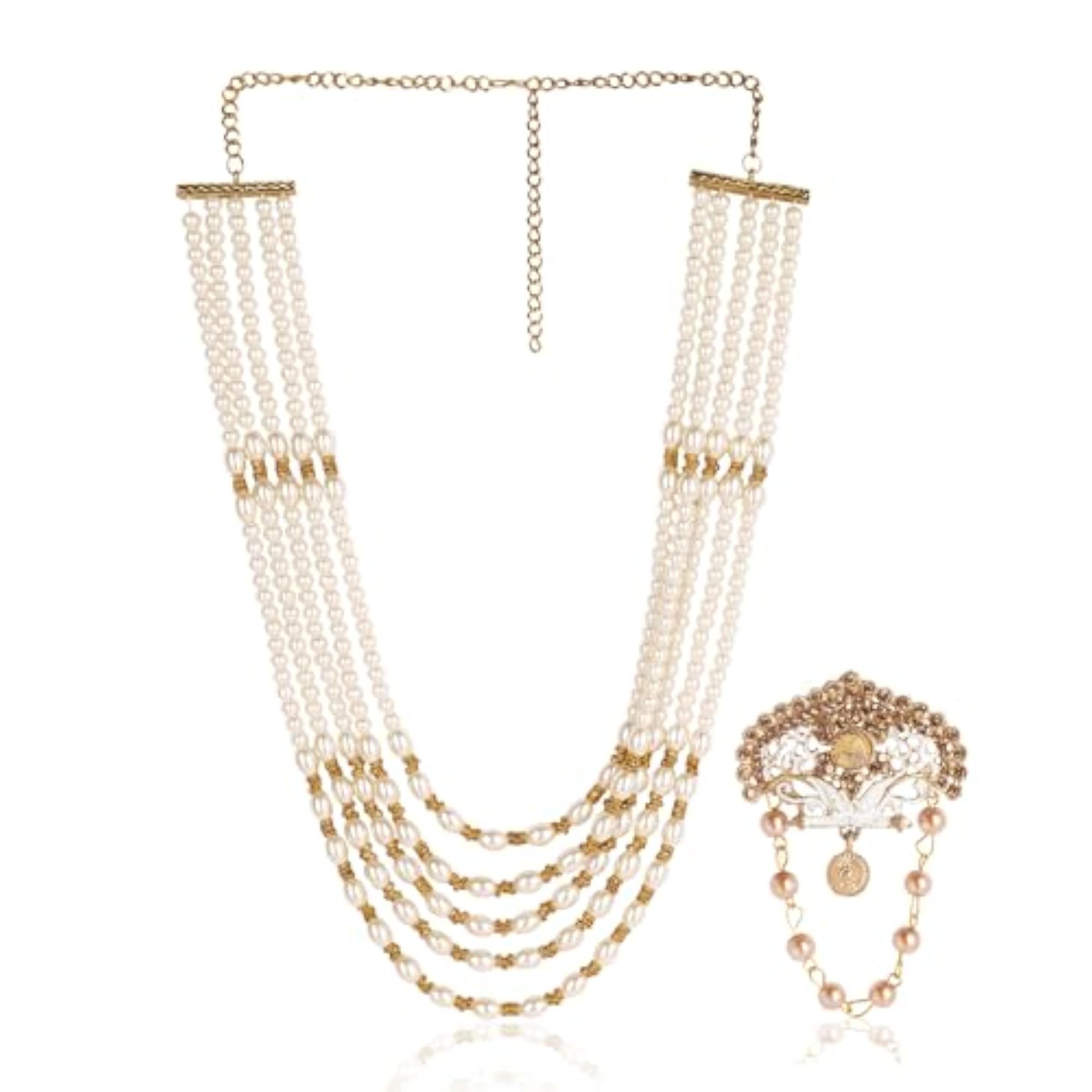 Men's Groom Sherwani Necklace with Brooch Combo