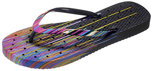 Showaflops Girls' Shower & Water Sandals for Pool, Beach, Camp and Gym - Streaked Neon 13/12