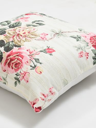 Image of Clasiko Premium Duck Cotton Decorative Throw Cushion Covers for Sofa Living Room ; Set of 5; 18x18 Inches; Floral Nest