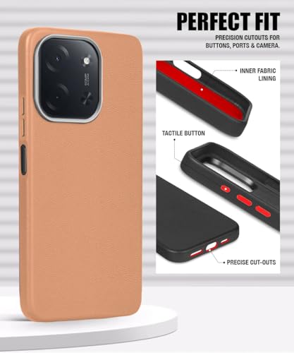 Image of WOW IMAGINE Back Cover for Mi Redmi 15C 5G | Poco C85 5G 2025 | Ultra Slim Flexible Non-Slip Grip | Inner Fabric | Metal Camera Ring & Lightweight Soft Silicone Mobile Case - Tan Brown
