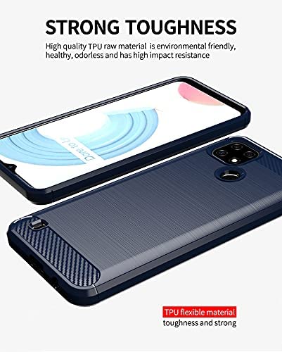 Image of NPRC Hybrid Ultra Slim Protective Case TPU Non-Slip Carbon Fiber Texture Shockproof Case Cover for Realme C21Y - Blue