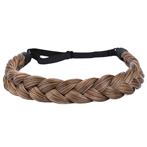 Gledola 2 Strands Fishtail Plaited Braids Headband Braided Synthetic Hair Elastic Stretch, Hair Accessory for Bride Women