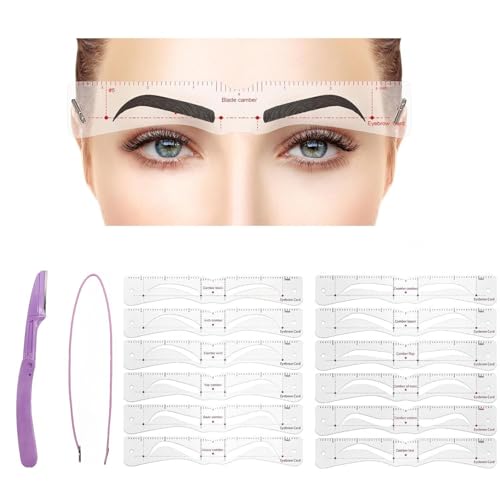 12 PCS Eyebrow Stencil Shaper Kit – Reusable Eyebrow Stencils Template with Strap & Razor – Ideal for DIY Makeup, Grooming & Shaping – Perfect for Beginners, Quick 3-Minute Brow Styling
