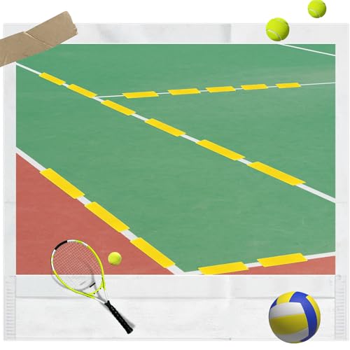 AojSup 24 Pcs Court Line Marker Kit, Yellow Boundaries Markers Lines Set, Pickleball Court Lines Kit for Tennis Basketball Volleyball Badminton Pickleball Net Courts Outdoor or Indoor Training